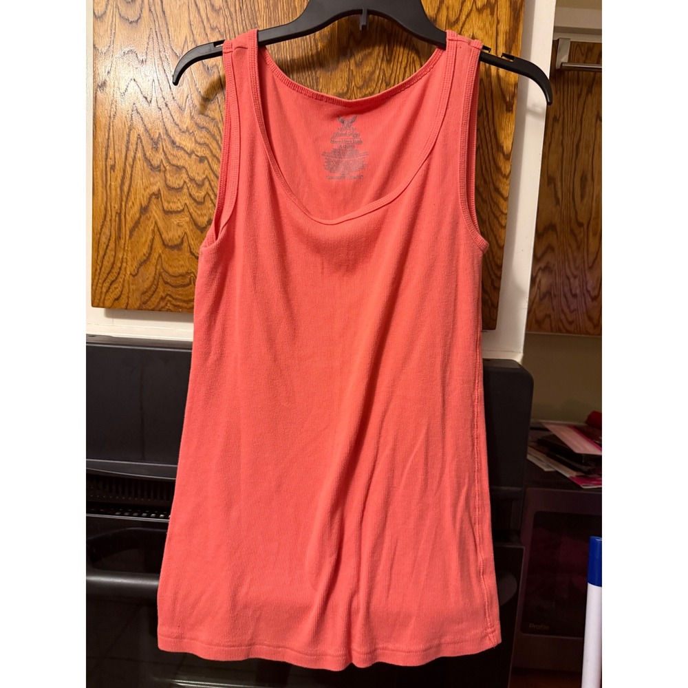 Faded Glory Womens‎ Coral Pink Ribbed Scoop Neck Must-Have Tank Top Size 1X 16W